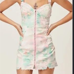 For Love and Lemons Smythe Mini Dress tie dye Medium